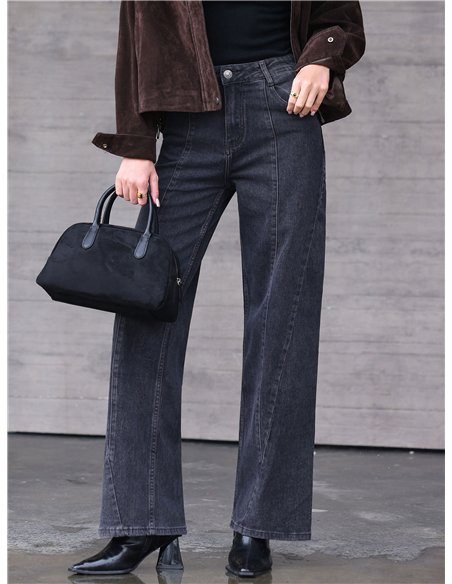 Jean large gris délavé