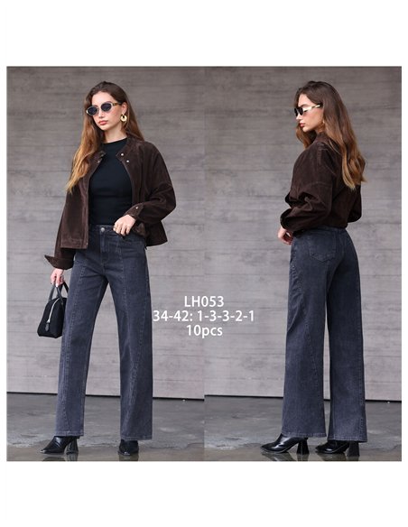 Jean large gris délavé