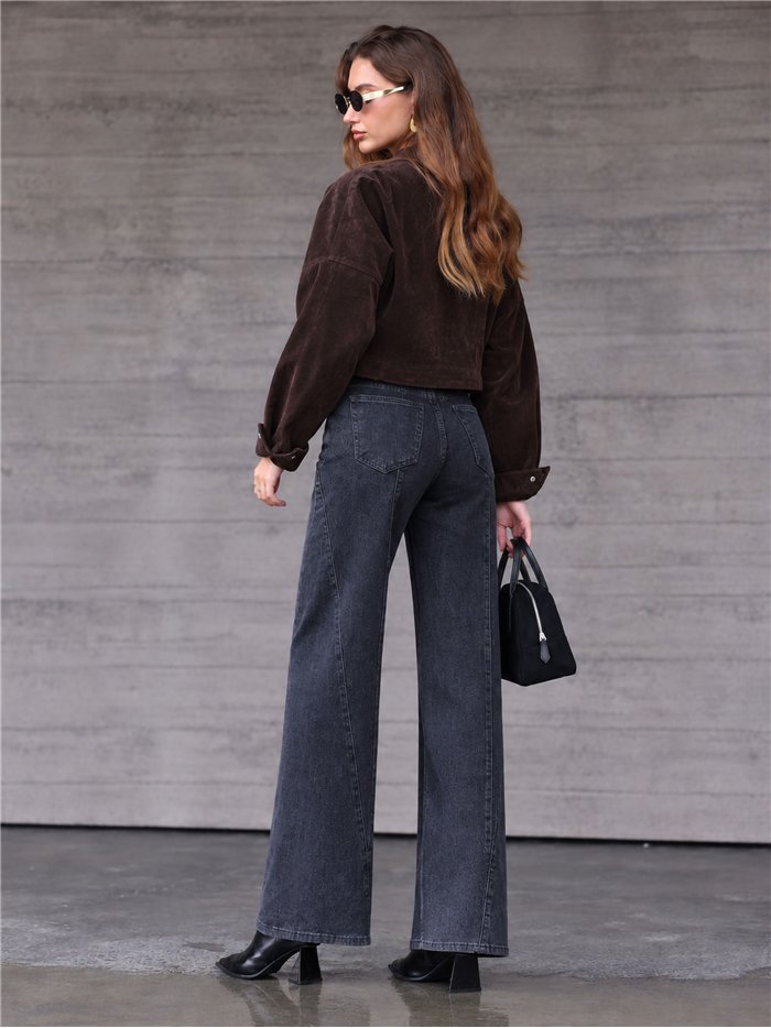 Jean large gris délavé