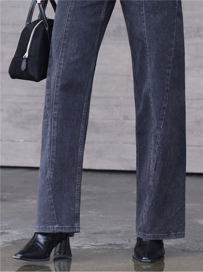 Jean large gris délavé