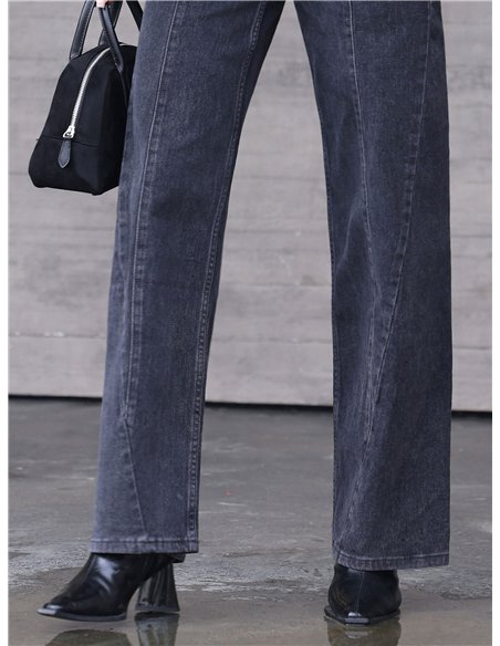 Jean large gris délavé