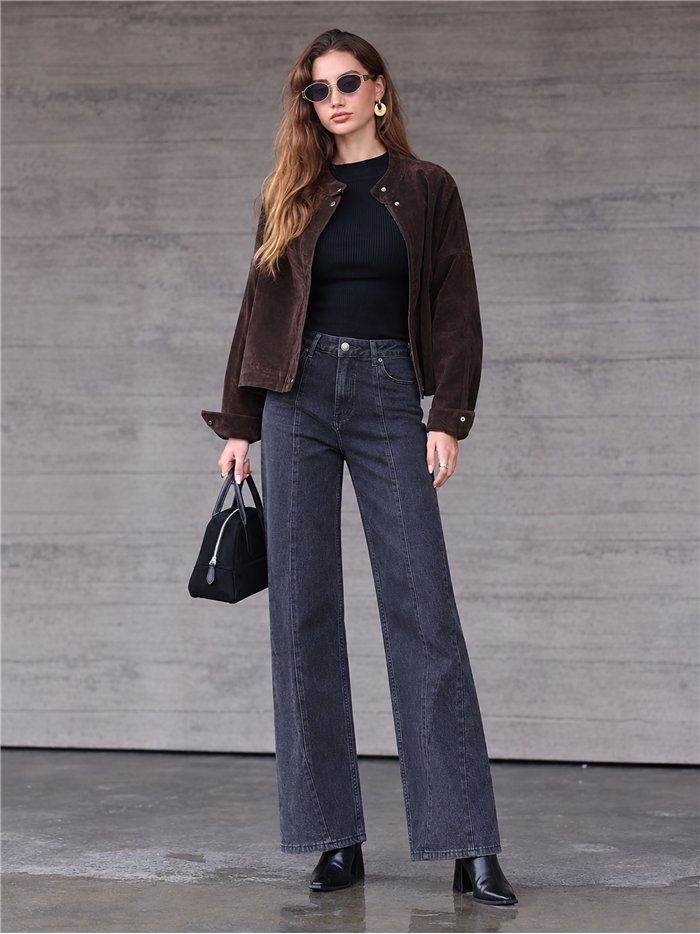 Jean large gris délavé