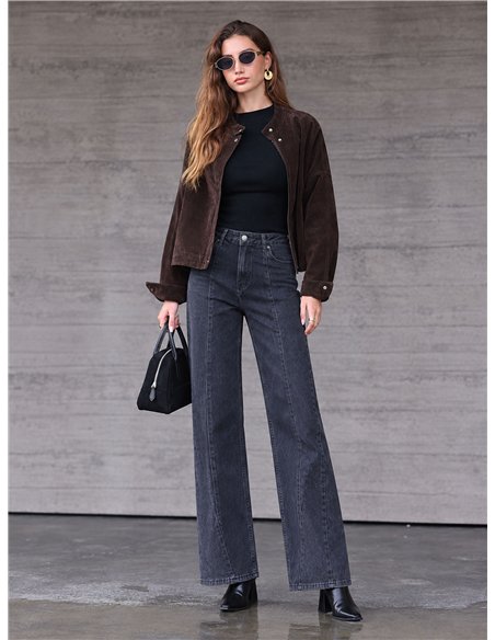 Jean large gris délavé