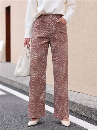 Jeans mit Animal-Print und weitem Bein