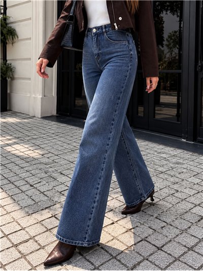 Jeans wide leg con faja