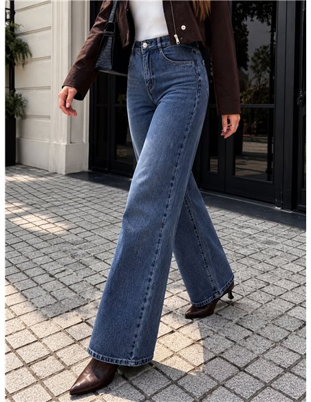 Jeans wide leg con faja
