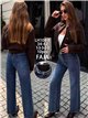 Jeans wide leg con faja