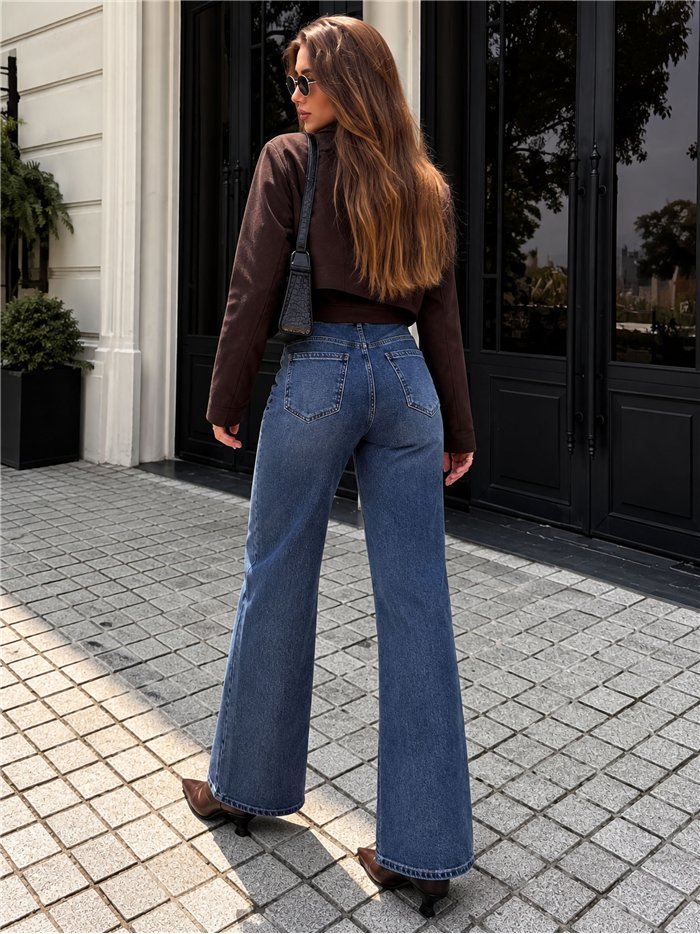 Jeans wide leg con faja