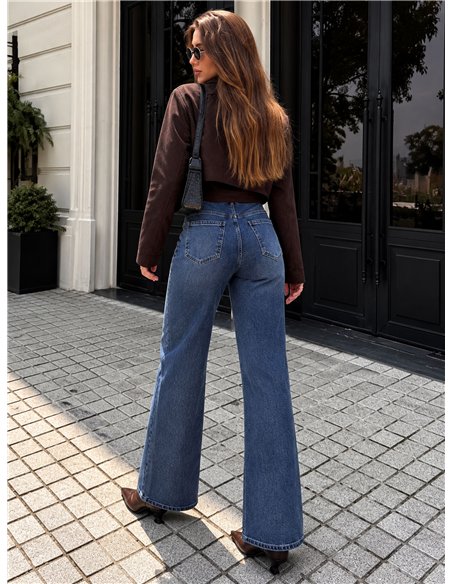 Jeans wide leg con faja