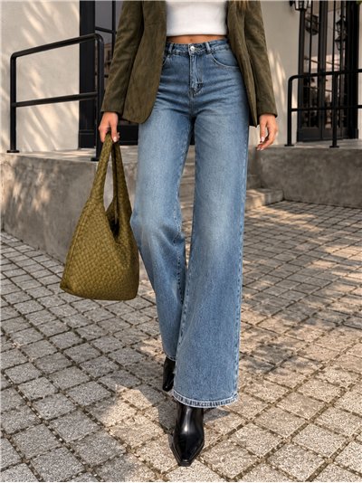 Jeans vintage a gamba larga con cintura