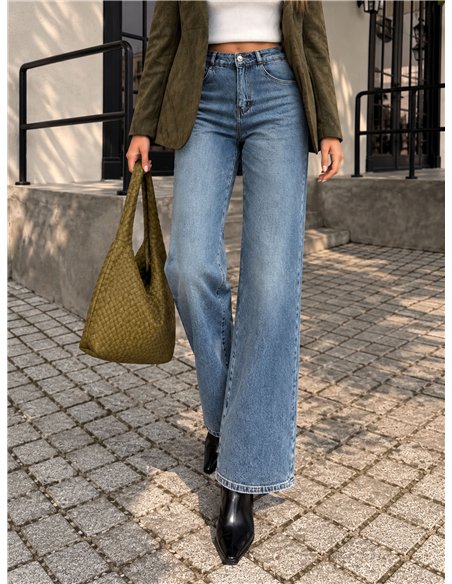 Jean vintage à jambes larges avec ceinture
