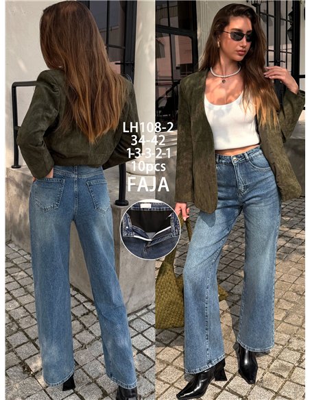 Jean vintage à jambes larges avec ceinture