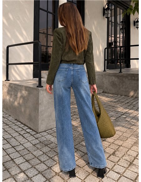 Jean vintage à jambes larges avec ceinture