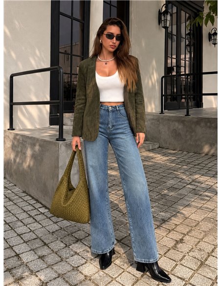 Jean vintage à jambes larges avec ceinture