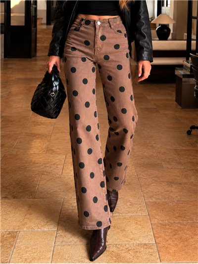 Jeans wide leg lunares
