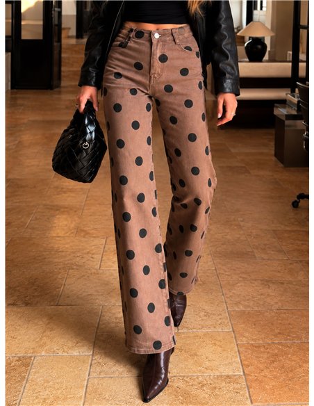 Jeans wide leg lunares