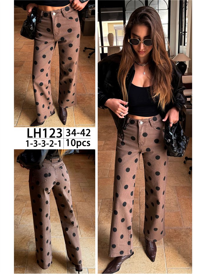 Jeans wide leg lunares