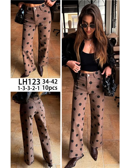 Jeans wide leg lunares
