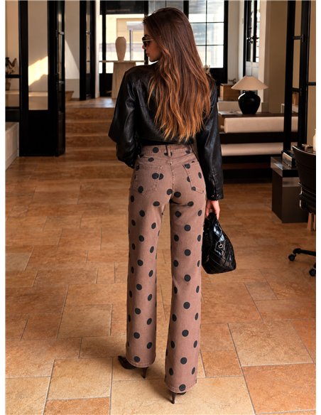 Jeans wide leg lunares