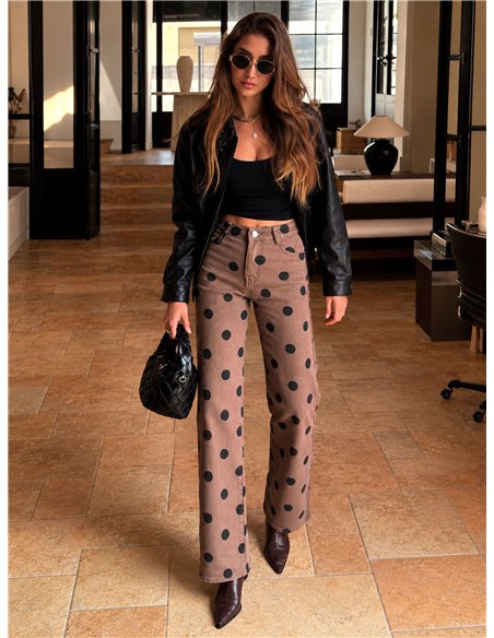 Jeans wide leg lunares