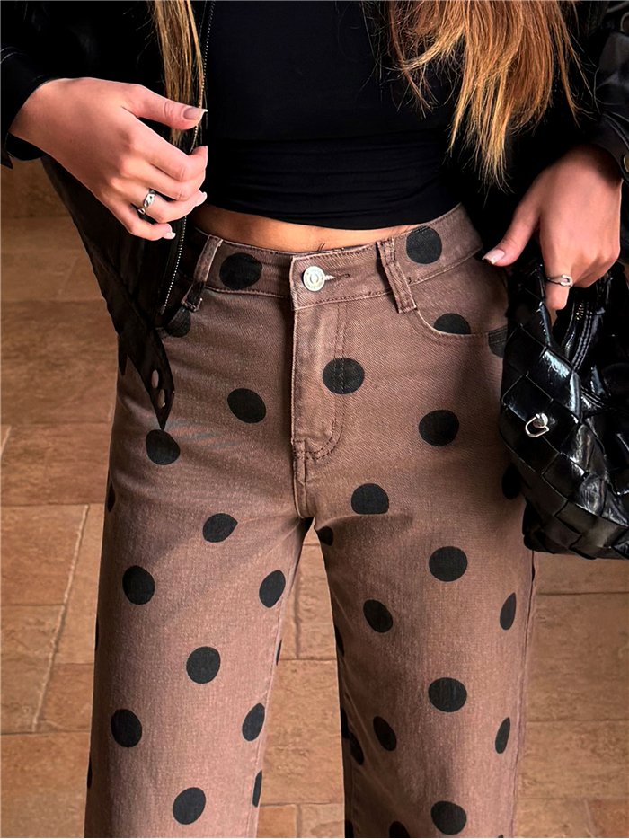 Jeans wide leg lunares