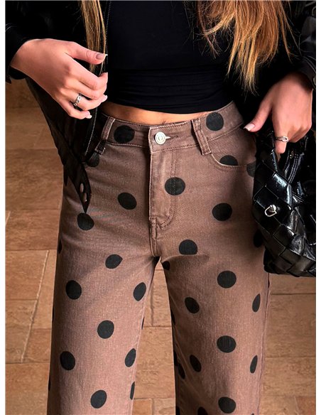Jeans wide leg lunares
