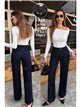 Jeans wide leg azul oscuro con faja