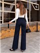 Jeans wide leg azul oscuro con faja