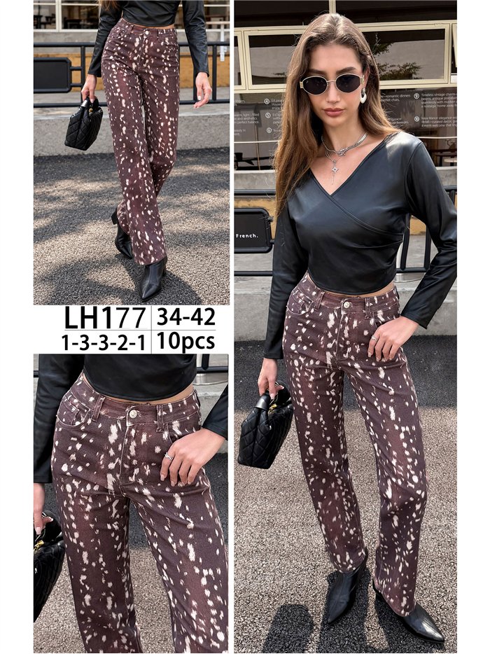 Jeans wide leg estampado animal