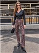 Jeans wide leg estampado animal