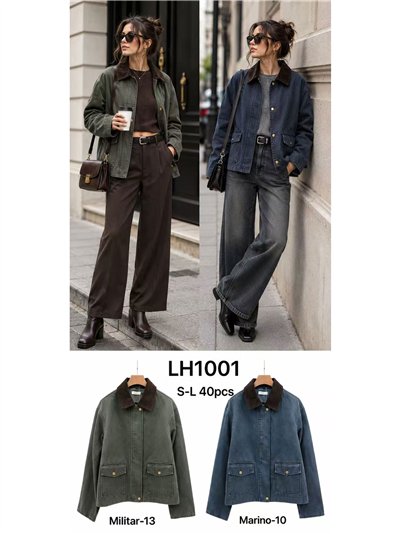 Chaqueta corta encerada cuello pana 2