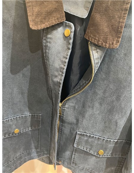 Chaqueta corta encerada cuello pana