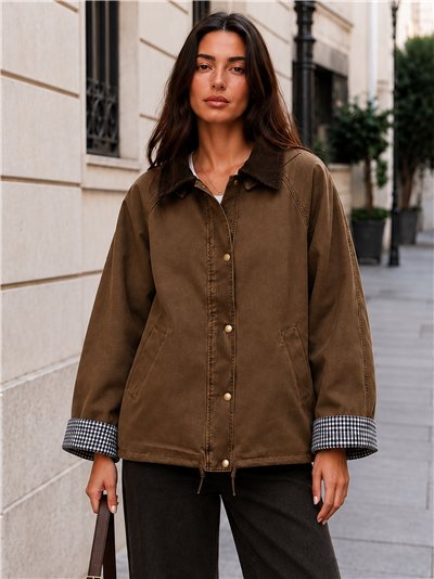 Chaqueta encerada cuello pana