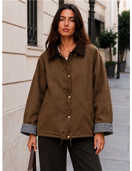 Chaqueta encerada cuello pana