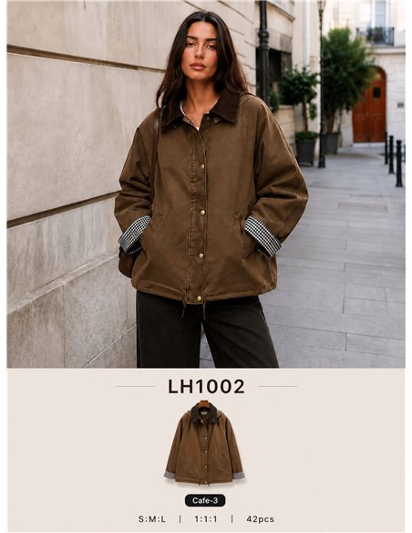 Chaqueta encerada cuello pana