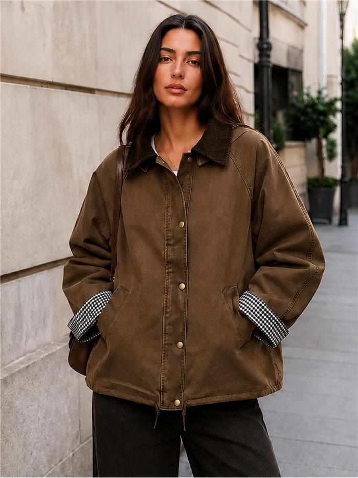 Chaqueta encerada cuello pana