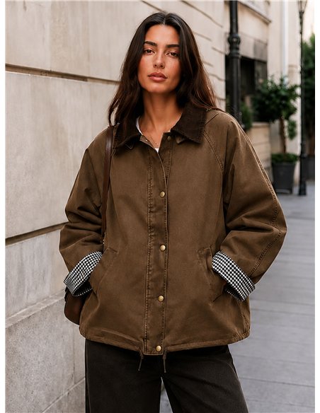 Chaqueta encerada cuello pana