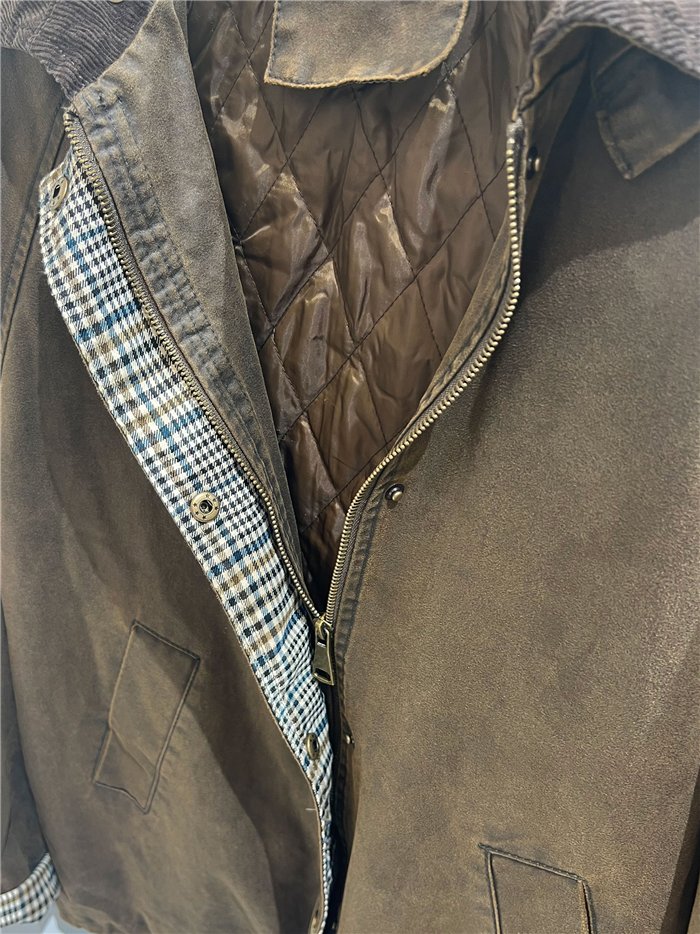 Chaqueta encerada cuello pana