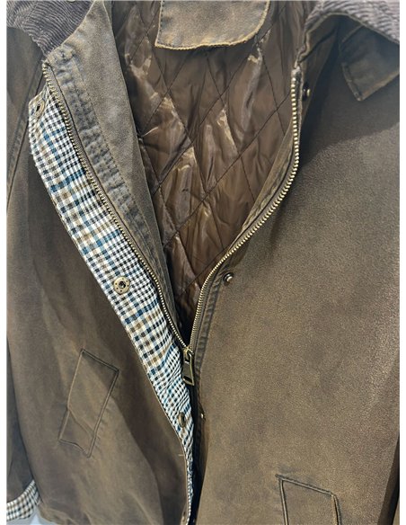 Chaqueta encerada cuello pana