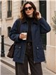 Parka encerada com gola de veludo cotelê