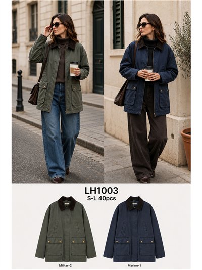 Parka encerada cuello pana 2