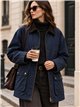 Parka encerada com gola de veludo cotelê
