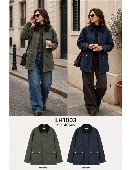 Parka encerada cuello pana
