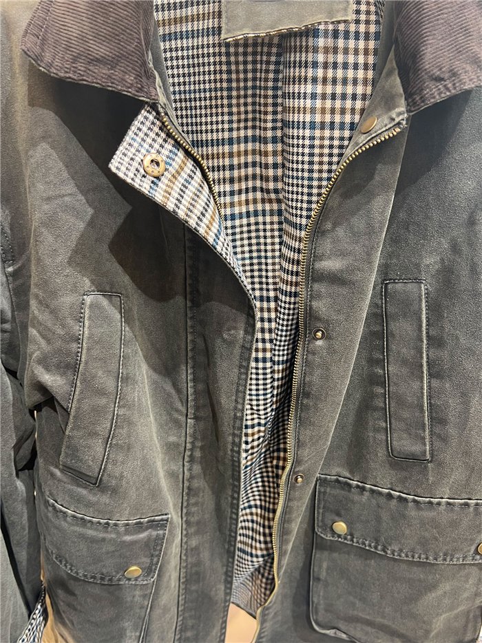 Parka encerada cuello pana
