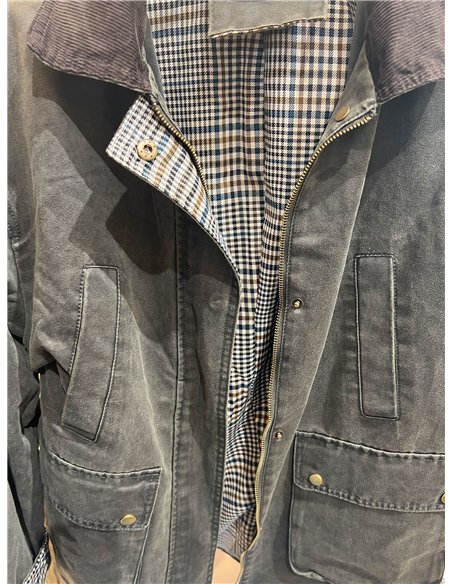 Parka encerada cuello pana