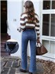 Jeans wide leg con faja y bolsillos