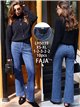 Jeans wide leg azul con faja y bolsillos