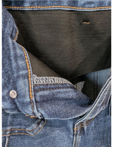 Jeans wide leg azul con faja y bolsillos