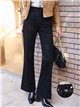 Jeans wide leg negro con faja y bolsillos