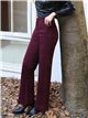 Jeans wide leg vino con faja y bolsillos